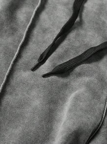 Manfinity Hypemode Quần dài thường ngày họa tiết hoa tuyết giặt tay có dây rút cho nam - màu đen - Xem 5