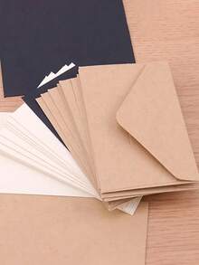 SHEIN 20 Stücke/50 Stücke/120 Stücke Kraftpapier Mini-Umschläge, vintage ästhetischer minimalistischer Stil für Liebesbriefe, Hochzeitseinladungen, Büropost, sortierte Farben für den Schulanfang - Verschiedenfarbig - Übersicht 5
