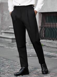 Calvornis Herren Lässig Business Hose mit sauberen, scharfen Schnitten und bequemem Material, das geschäftliche Raffinesse mit urbanem Lässig-Stil verbindet. Der Slim Fit schmeichelt allen Körpertypen und unterstreicht den selbstbewussten und kompetenten Look eines Mannes. - Schwarz - Übersicht 5