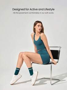 GLOWMODE 3 Pairs Cotton Vintage Striped Socks Soft Ventilated Mesh With Jacquard Logo Gym Workout Daily - Multicolor - View 3