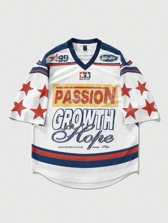 Prep Summer Men's Y2K Street Fashion American Style Hockey Jersey Short Sleeve T-Shirt