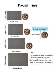 SHEIN 1 Pc Pet Feeding Mat, Absorbent Cat Food DogFood Mat, Cat Dog Mat, Quick Dry Non-Slip, EasyCleaning Cat Dog Water Dispenser Mat, PetSupplies, Cat Dog Water Bowl Mat - Dark Grey - View 2