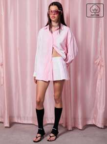 COUREZ Minifalda estilo patchwork con rayas, conjunto de ropa de verano Y2K para mujer, ropa de verano linda de algodón vintage