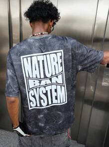 PAVTROS 男士休闲日常街头字母印花 T 恤 - 彩色 - 查看 4