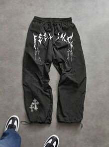 Manfinity Sport Corelite 男式蜘蛛印花T恤和裤子运动套装 - 黑色 - 查看 3