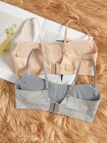 Sujetador deportivo sin costuras para adolescentes, con soporte y elevación inalámbrica, adecuado para busto pequeño, moda de vuelta al colegio - Multicolor - Ver 3