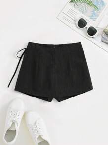 Sweetra 法国秋季新品简约时尚舒适修身淑女优雅系带女士短裤 - 黑色 - 查看 8