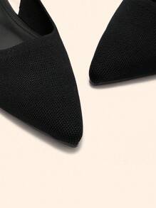 CUCCOO BASICS Women's Pointed Toe Flat Shoes, Black Knit Material, Comfortable Breathable Slip-On Flats For Christmas Spring Shoes - Black - View 3