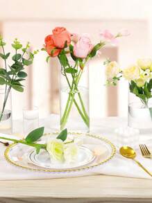 10/15/20 Cm High Glass Vases Cylinder Vase Tulip Vase For Table Decoration 1 Pack Vase Tall Glass Cylinder- Glasses For Candles, Flowers, Pebbles, Shells, Beads & Lantern Glass - Transparent Glass Vase Cylinder - Vases Wedding Table