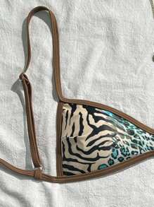 Swim Vcay Random Print Wireless Adjustable Strap Top & Shorts Women Summer Beach Holiday Bikini Set - Multicolor - View 3