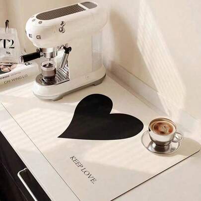 1/2 件咖啡垫 - 隐藏污渍吸收橡胶背衬速干垫适用于厨房台面咖啡吧配件碗碟干燥垫适用于咖啡机咖啡壶咖啡壶浓缩咖啡机