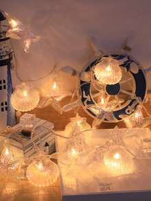 1 件装海洋动物海星贝壳 LED 灯串海岸主题户外室内装饰防水仙女灯适用于花园露台派对婚礼节日装饰 - 幻彩 - 查看 6