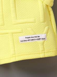 SHEIN 2pcs/Set Young Boy Summer Casual Solid Color Letter Embossed Short Sleeve T-Shirt And Shorts Set, School, Campus, College Summer Holiday - Yellow - View 5