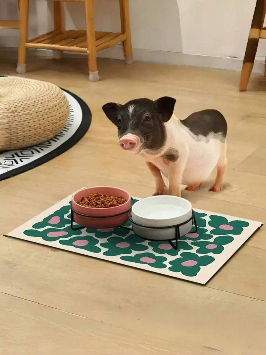 1件装绿色小印花硅藻泥宠物喂食垫防滑速干猫狗食碗水碗垫易清洗宠物用品适用于各种碗 - 彩色 - 查看 1