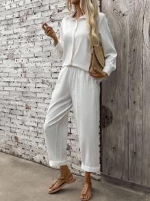 Breezaya 女性彈性腰寬褲