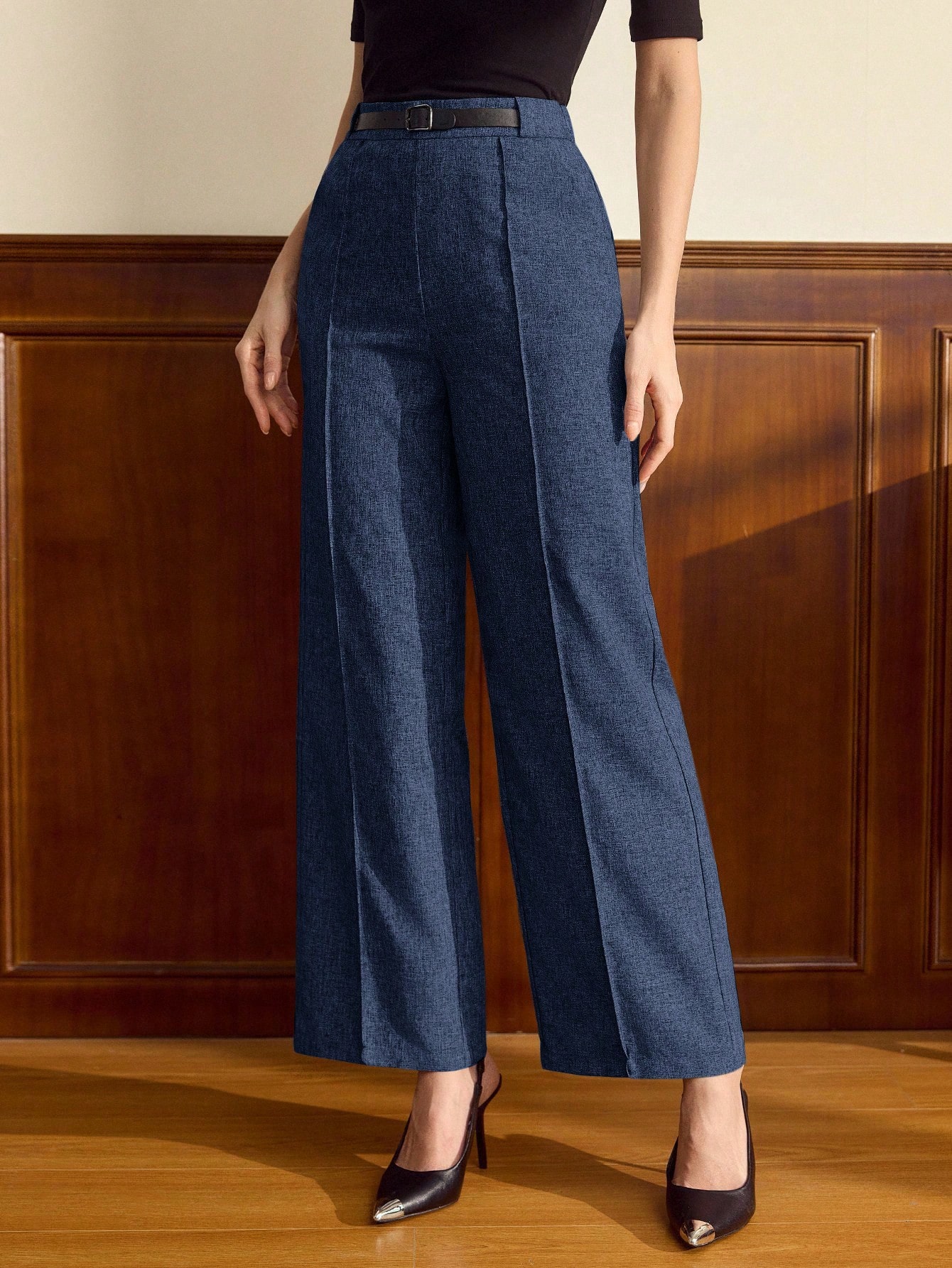 Vintamour بنطلون نسائي كلاسيكي أنيق بخصر مضبوط وحز...