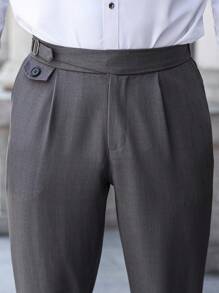 Manfinity Bizformal Men's Casual Commuter Solid Color Tapered Suit Pants - Grey - View 3