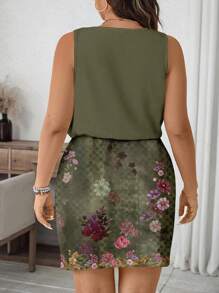 EMERY ROSE 大码休闲花卉印花连衣裙，复古风格 - 彩色 - 查看 2