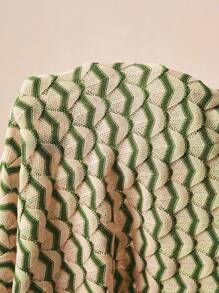 Poéselle Women's Casual Striped Short Sleeve Knit Top, Summer - Green - View 7