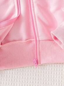 Elladie kids 少女白色可爱蕾丝蝴蝶结连帽夹克 - 粉色 - 查看 5