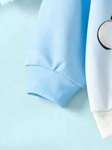 LE PETIT PRINCE X SHEIN Baby Boy Gradient Sky Cloud Cute Print Loose Drop Shoulder Sweatshirt, Spring/Autumn Fall Winter - Blue - View 6