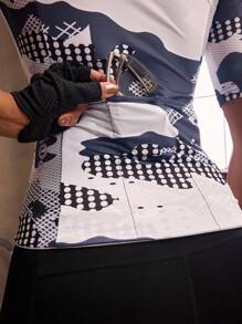 Powerista 女士时尚撞色印花短袖骑行服 - 黑與白 - 查看 5