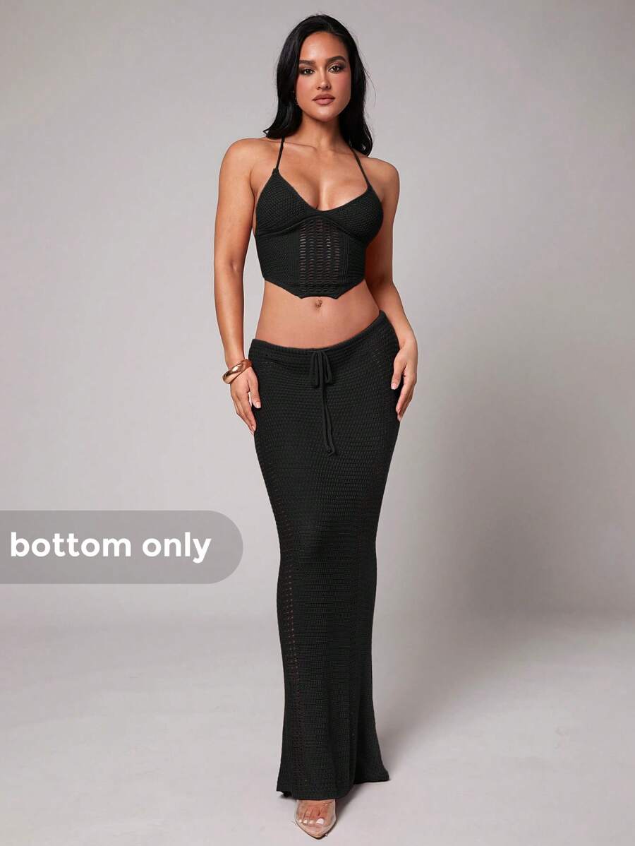 Silquee Váy Maxi Ôm Co Giãn Móc Đen Cho Nữ, Thích Hợp Cho Kỳ Nghỉ, Du Lịch, Mùa Xuân/Hè, Bãi Biển, Họp Mặt Chị Em, Đi Chơi, Kỳ Nghỉ Xuân, Tiệc Hồ Bơi, Ngày Lễ Châu Âu, Áo Choàng Tắm Bikini - màu đen - Xem 1