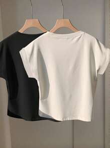 Comfortcana 2 件圆领落肩短袖 T 恤，略微透明，适合夏季 - 彩色 - 查看 2