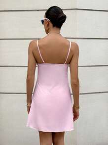 Siren Gaze Vestido corto de mujer con tirantes finos y lentejuelas de moda - Rosa - Ver 3