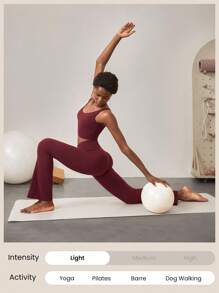 GLOWMODE 31" FeatherFit™ Ultra-High-Waisted Curved Seam Flared Leggings Pants Low Impact Yoga Daily