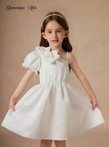 Glamorique Kids Young Girls Flower Bridesmaid Dress, Wedding, Flower Girl,Elegant,3D Rose,Summer Dress ,Birthday Photo Clothing,Birthday Party,Party Performance,Suitable For Formal Occasions, Stage, Piano Performance White Dress For Girls Ivory Dress For Girls Girls White Elegant Dress - White - View 7