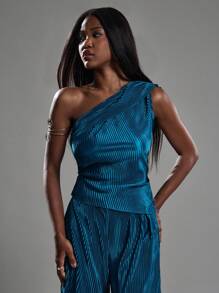 NYA SZN 配套套装（上衣/裤子）背心纹理系带细节裤子高腰开衩细节早午餐婚礼宾客特殊场合约会海滩度假套装女士