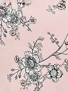 Aloruh 女式优雅性感V领露背蕾丝拼布花卉印花修身长裙 - 淺粉色 - 查看 8