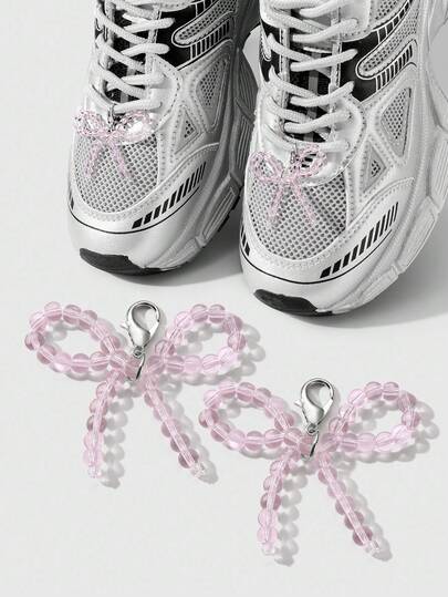 Kawaii 2 pièces Délicats et doux Polyvalents Minimalistes Mode Fait main Perles Rose Faux Cristal nœud Papillon Clips à homard DIY, Ensemble décoratif Convient pour les femmes, les filles, le port quotidien, cadeau de vacances