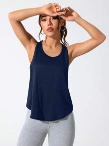 CourtClass 字母印花交叉后背休闲运动背心 女式健身上衣 运动背心