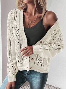 Calvaya Áo len nữ dài tay đơn giản màu trơn hàng ngày - trắng - Xem 4