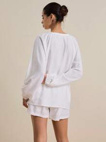 INAWLY Women's Solid Color Dolman Sleeve Shirt And Shorts Set, Casual And Relaxed Two Pieces Outfit Fall Cloth For Women