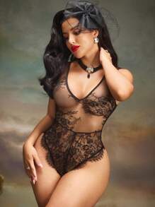 SHEIN Women's Fashionable And Sexy Lace Lingerie Set
