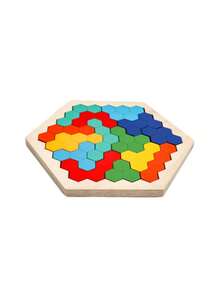 Wooden Honeycomb Puzzle Colorful STEM Learning Toys Brain Teaser Game Logic Training Solid Wood Blocks Family Game Night Vibrant Colors - Multicolor - View 6