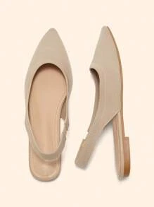 CUCCOO BASICS Pointed Toe Flat Shoes, Comfortable Knit Material, Breathable Slip-On Flats For Women, Apricot Color For Christmas Spring Shoes - Apricot - View 5