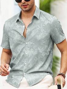 Manfinity RSRT Men Tropical Print Short Sleeve Shirt For Summer - Grey - View 1