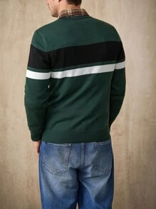 Manfinity Homme 男士休闲百搭圆领长袖套头毛衣 - 彩色 - 查看 2