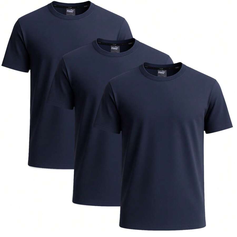 Puma Men's Blank 3-Pack T-Shirt - Navy - Black - View 1