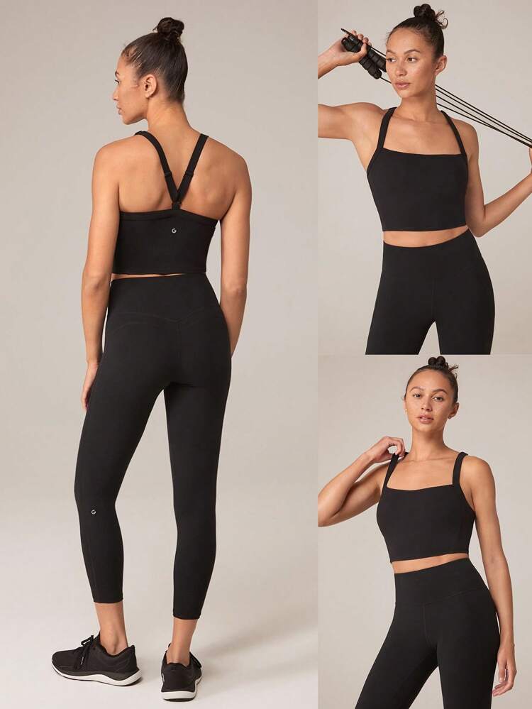 Medium Impact FeatherFit™-Sculpt Built-In Cups Adjustable V Back Square Neck Jogging Running Training