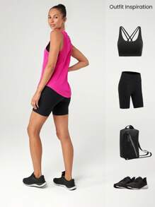 Lightweight Gear Up Mesh Curved Hem Tank Top Gym Workout Daily Spring  Spring Summer - Tropical Pink - View 6
