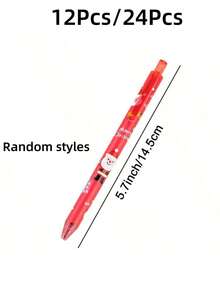 SHEIN 12PCS Cartoon Christmas Gel Pen Retractable Printing Pens Santa Claus Christmas Trees Snowman Elk Black Ink For School Office Boys Girls Back To School - Multicolor - View 2