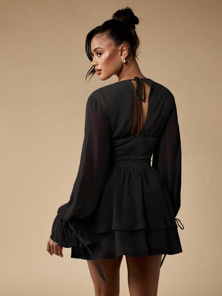 Robe D'été Dentelle Noire Missguided UK 8 - Ajustée, à Franges, Mini, Occasion Très Bon état