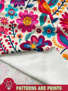 EMERY ROSE 加大码 V 领蕾丝拼布花卉油画印花吊带背心，优雅适合度假、约会、派对、时尚无袖