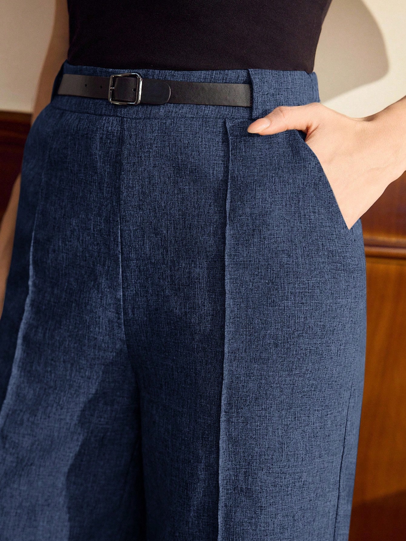 Vintamour بنطلون نسائي كلاسيكي أنيق بخصر مضبوط وحز...