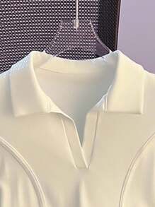 Resyla 白色 Polo 衫女短袖 T 恤夏季翻领修身短款鱼骨上衣